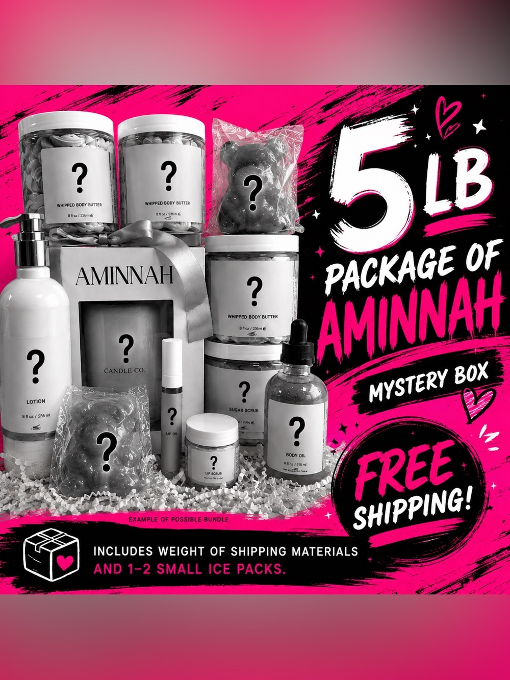 Aminnah 5 LB Mystery Box Bath Body Skincare Bundle FREE SHIPPING